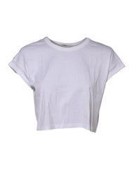 Dolce & Gabbana White Cotton Short Sleeves Cropped T-shirt