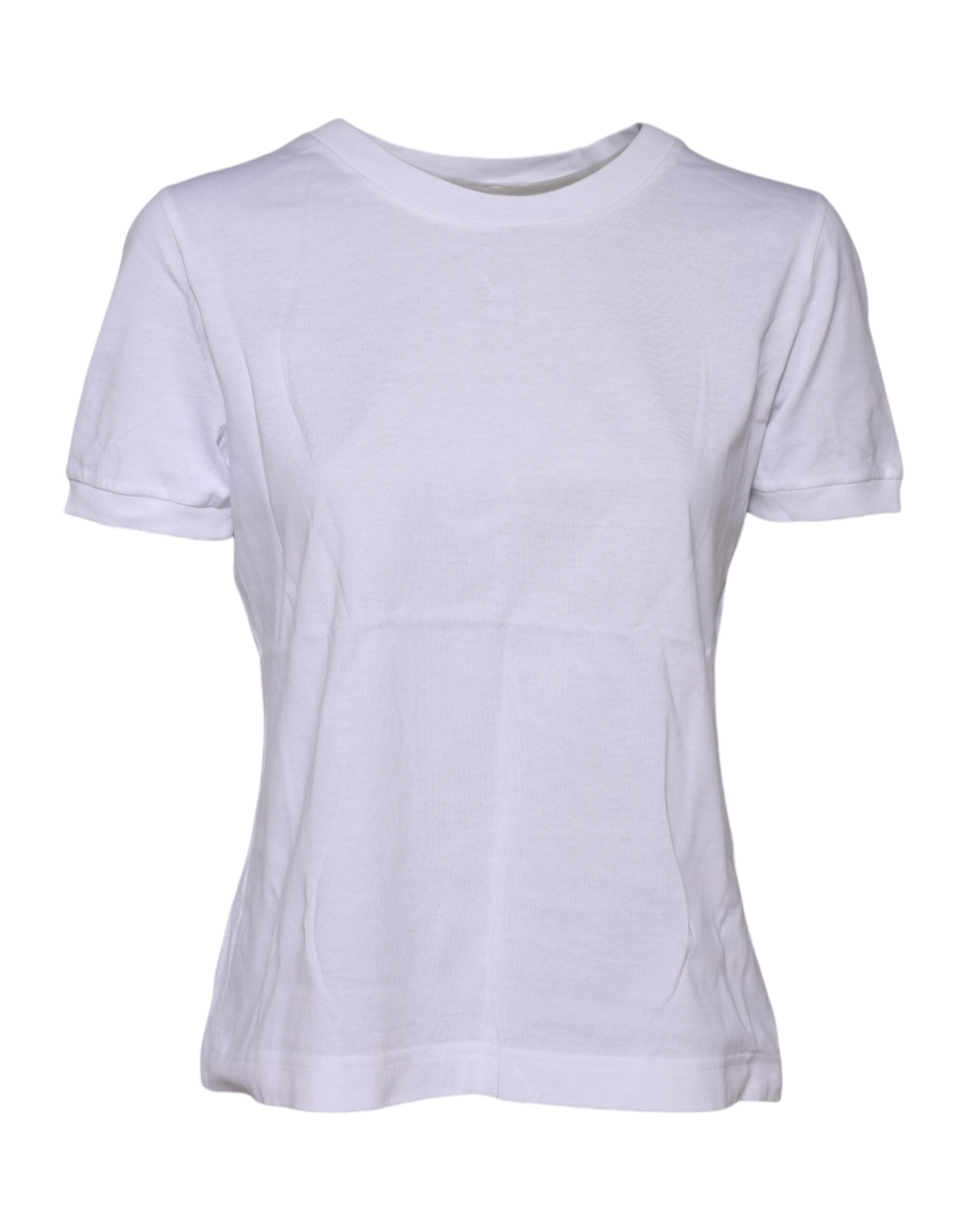 Dolce & Gabbana White Cotton Round Neck Short Sleeves T-shirt