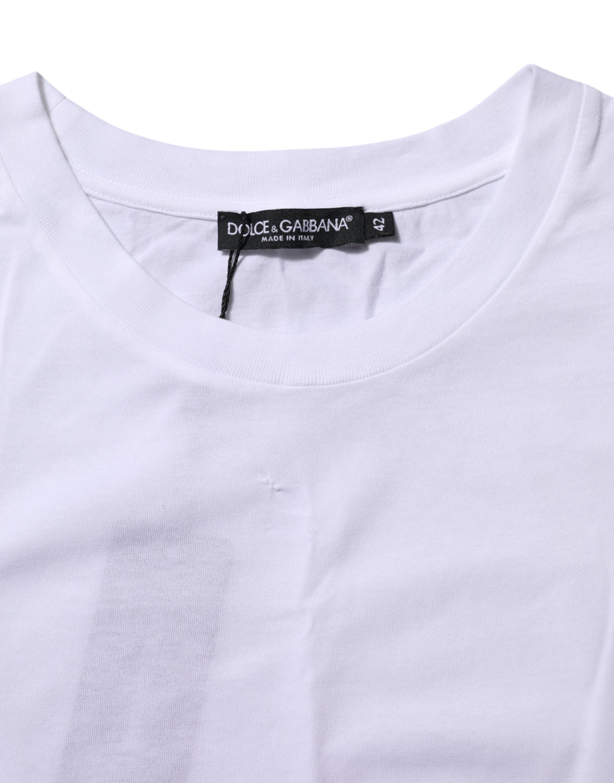 Dolce & Gabbana White Cotton Round Neck Short Sleeves T-shirt