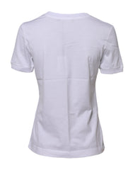 Dolce & Gabbana White Cotton Round Neck Short Sleeves T-shirt
