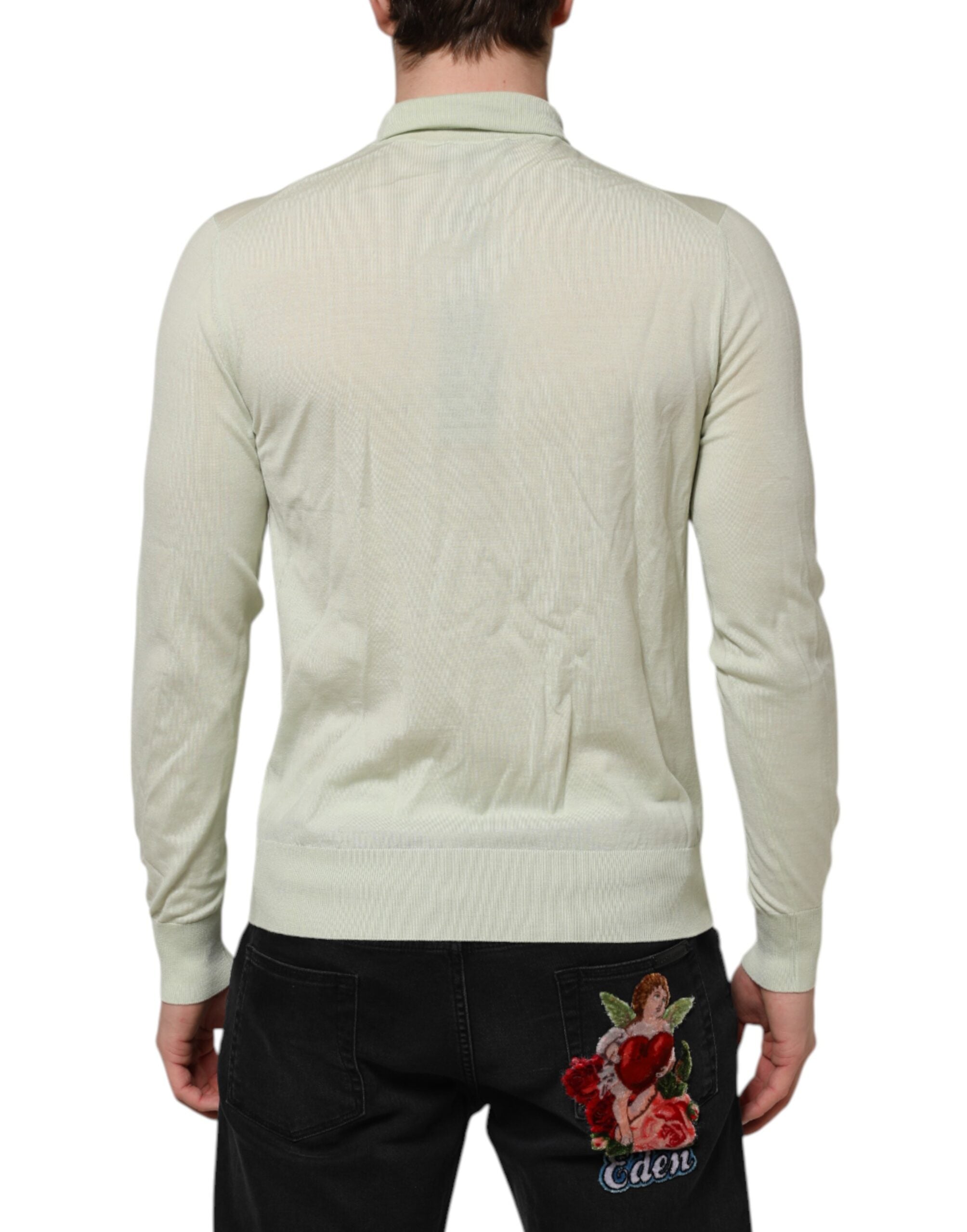 Dolce & Gabbana Mint Green Wool Turtleneck Pullover Sweater