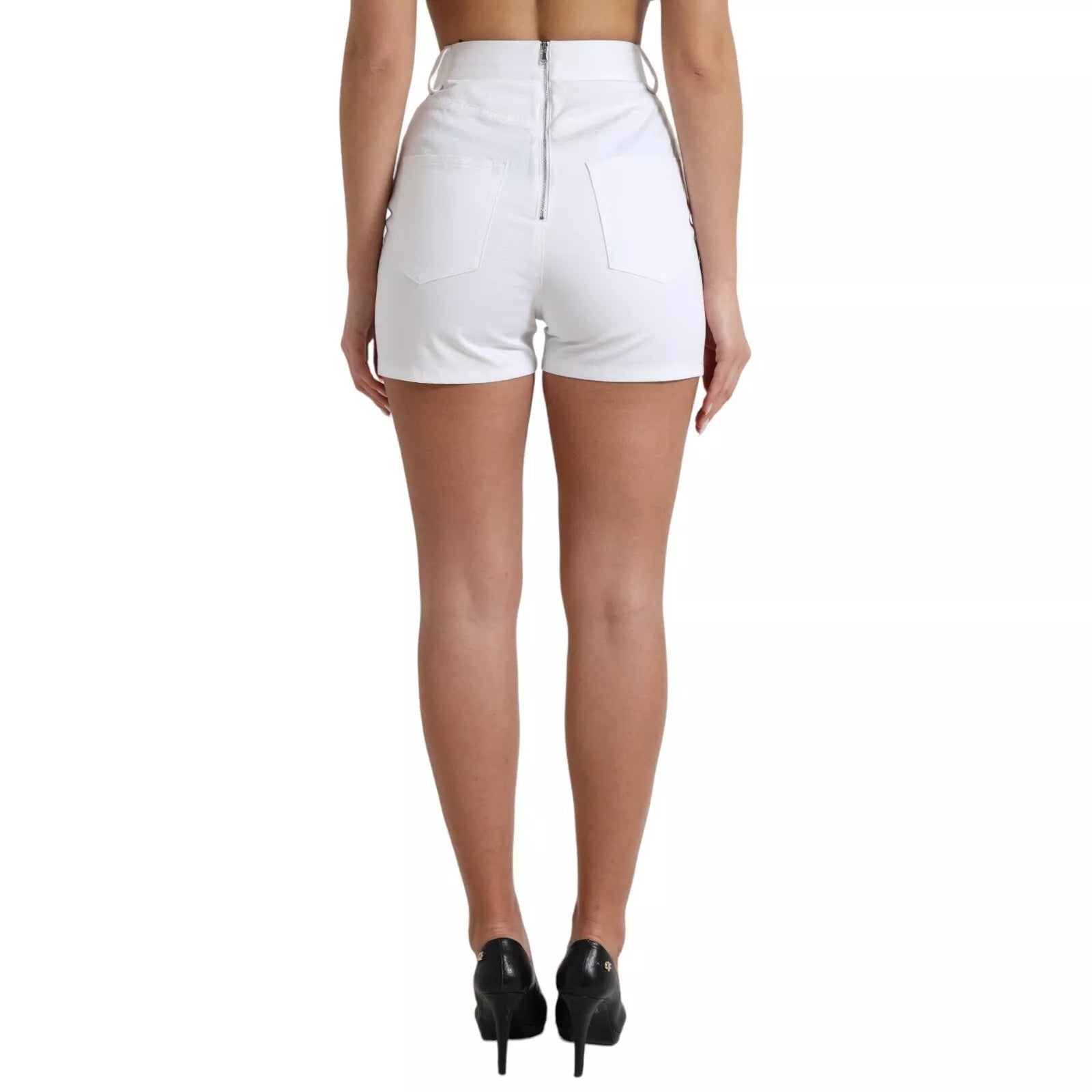 Hvite blonde shorts med høy midje foran