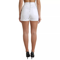 Dolce & Gabbana White Front Lace High Waist Hot Pants Shorts