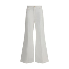 Chloé White Cotton Flared Pants