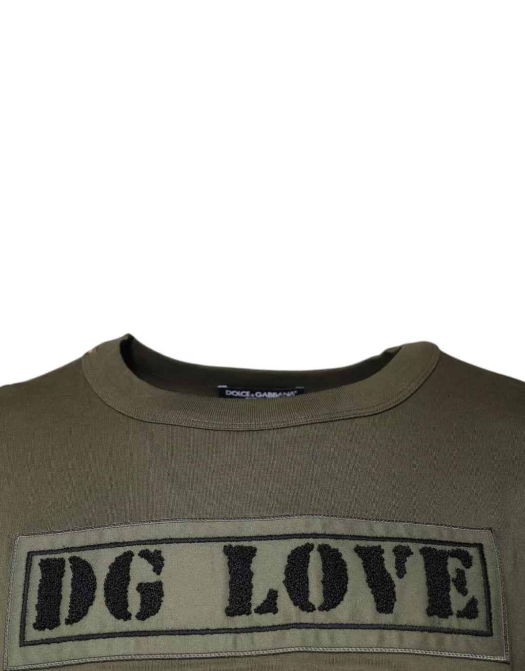 Armégrön DG Love bomulls-t-shirt med rund hals