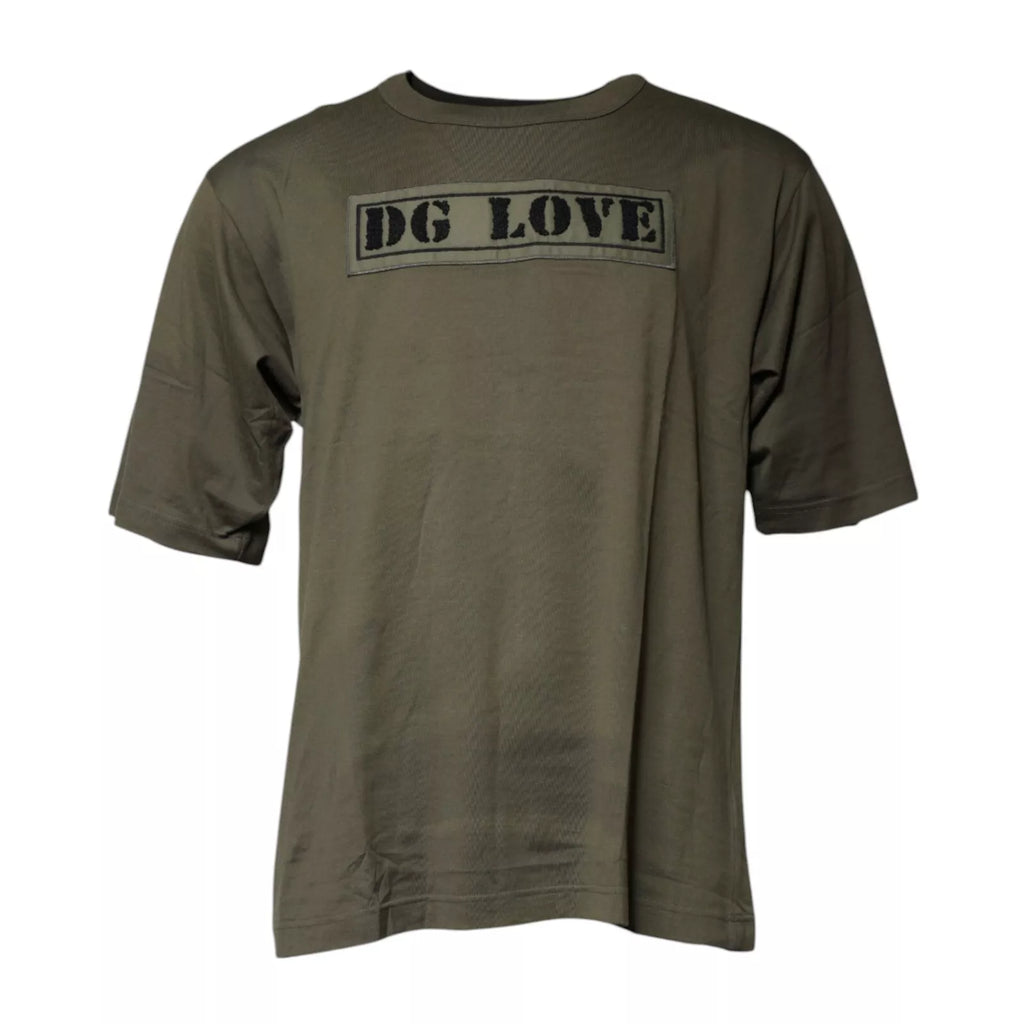 Armégrön DG Love bomulls-t-shirt med rund hals