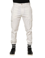 Dolce & Gabbana White Cotton Jogger Cargo Skinny Men Pants