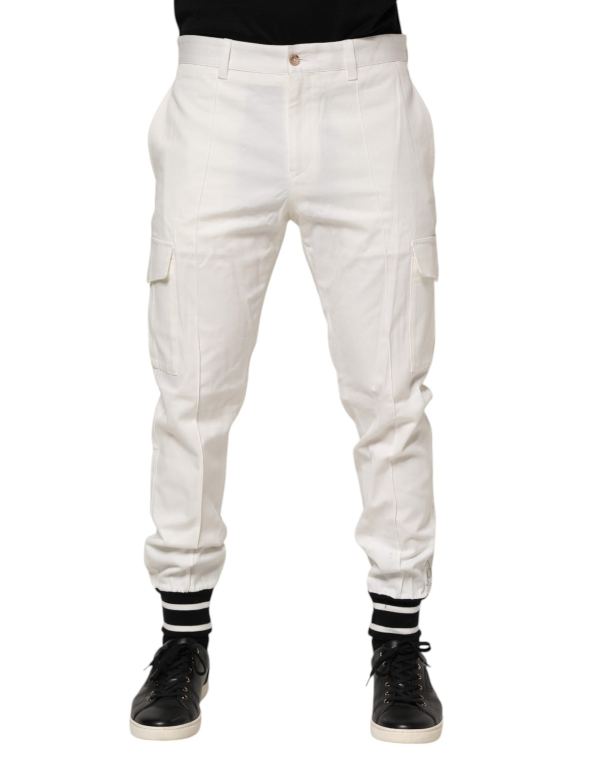 Dolce & Gabbana White Cotton Jogger Cargo Skinny Men Pants