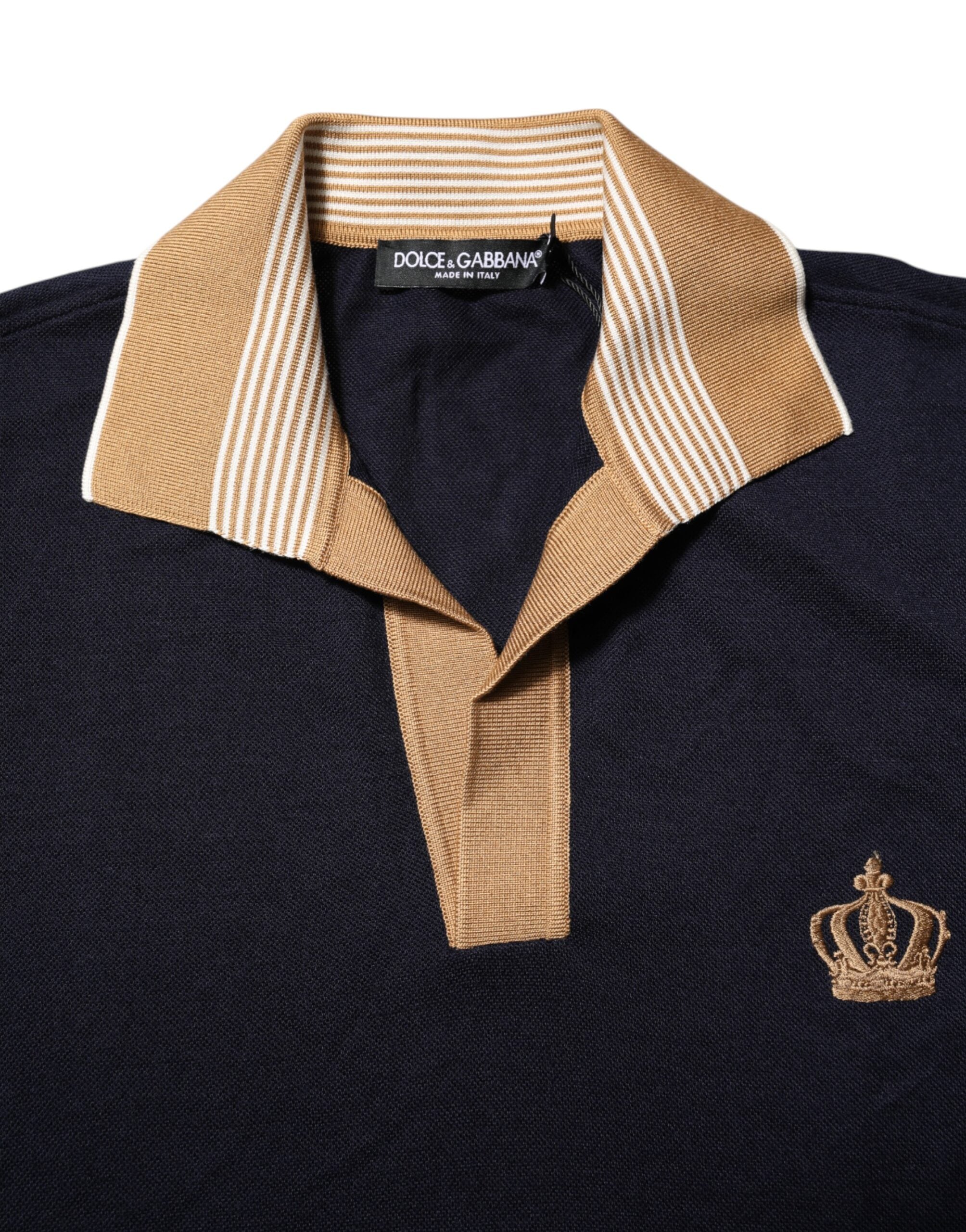Svart kashmirkronlogotyp herrpolo-t-shirt
