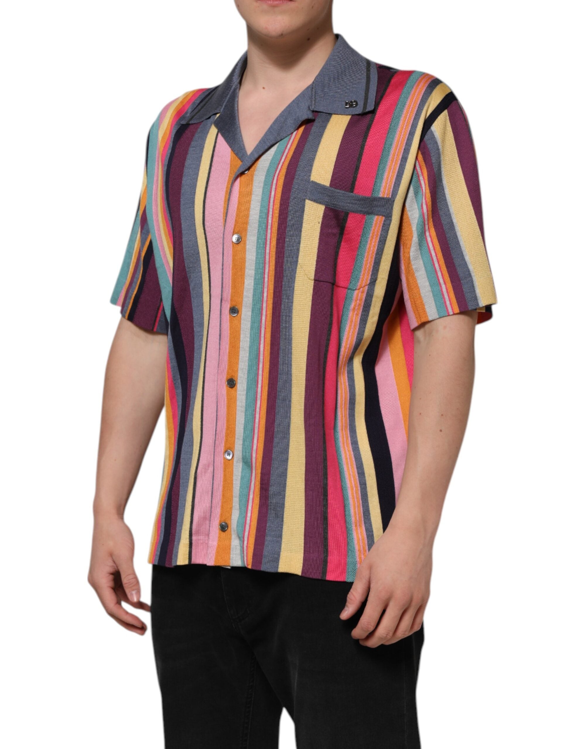 Dolce & Gabbana Multicolor Stripes Collared Men Polo T-shirt