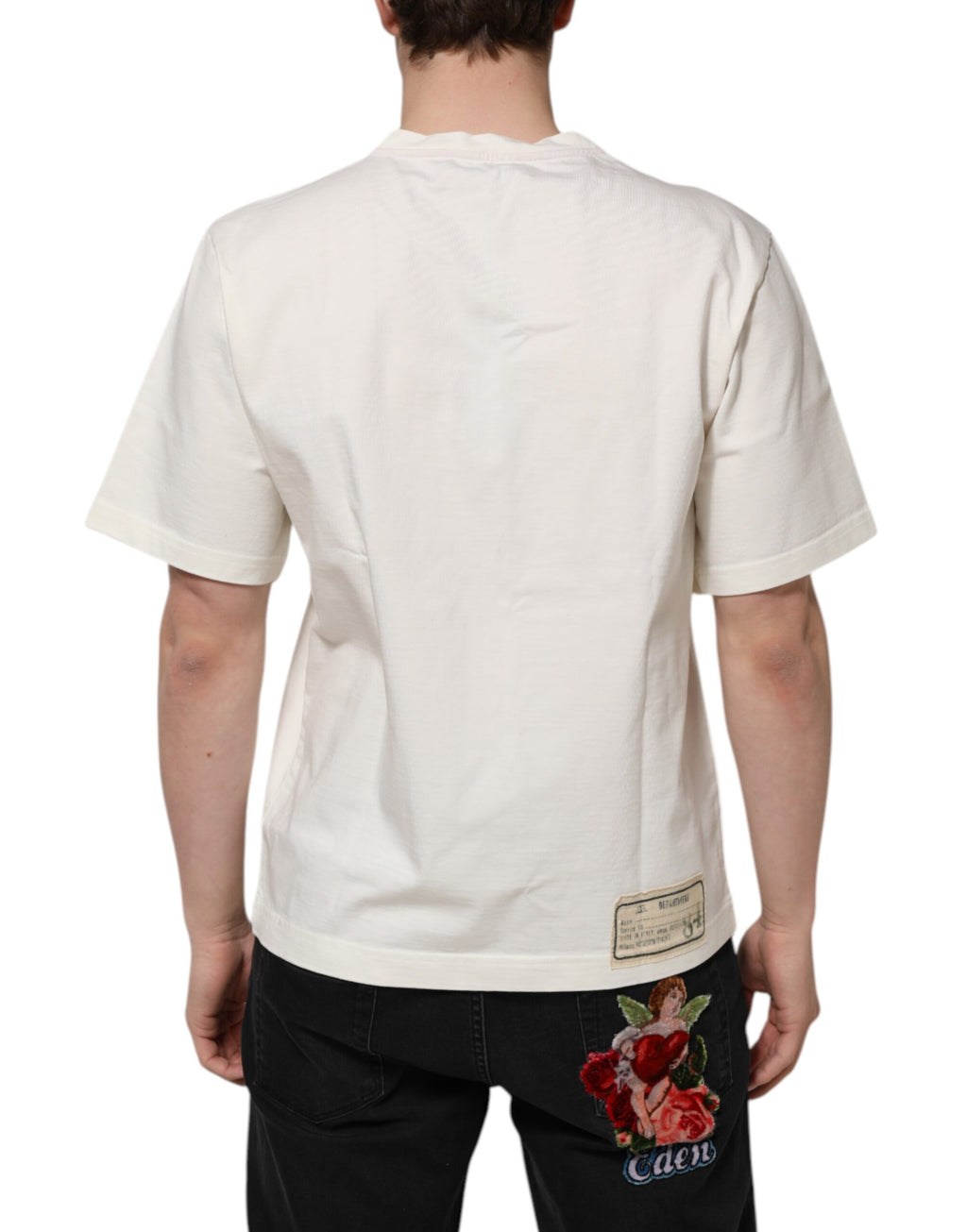Vit Love Peace bomull herr-T-shirt med rund hals