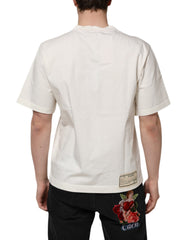 Dolce & Gabbana White Love Peace Cotton Men Crew Neck T-shirt