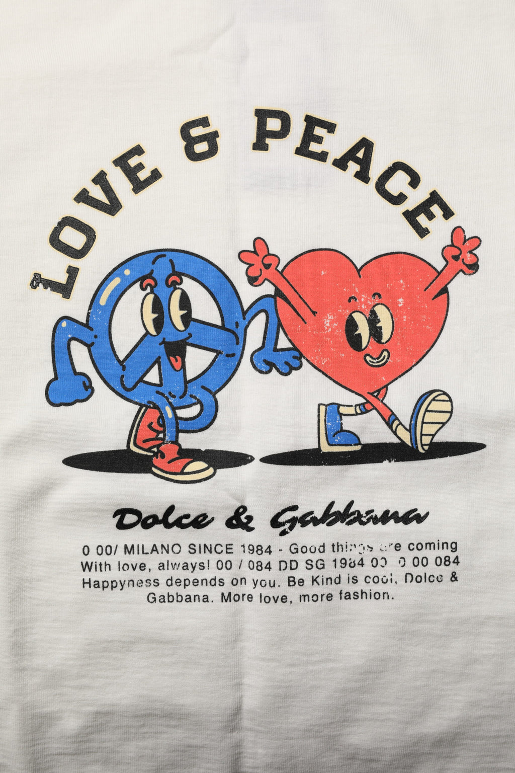 Vit Love Peace bomull herr-T-shirt med rund hals