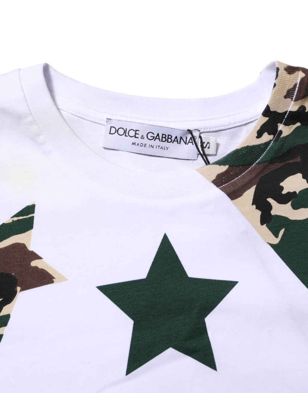 Vit kamouflagefärgad bomulls-t-shirt för män med rund hals