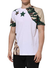 Dolce & Gabbana White Camouflage Cotton Men Crew Neck T-shirt