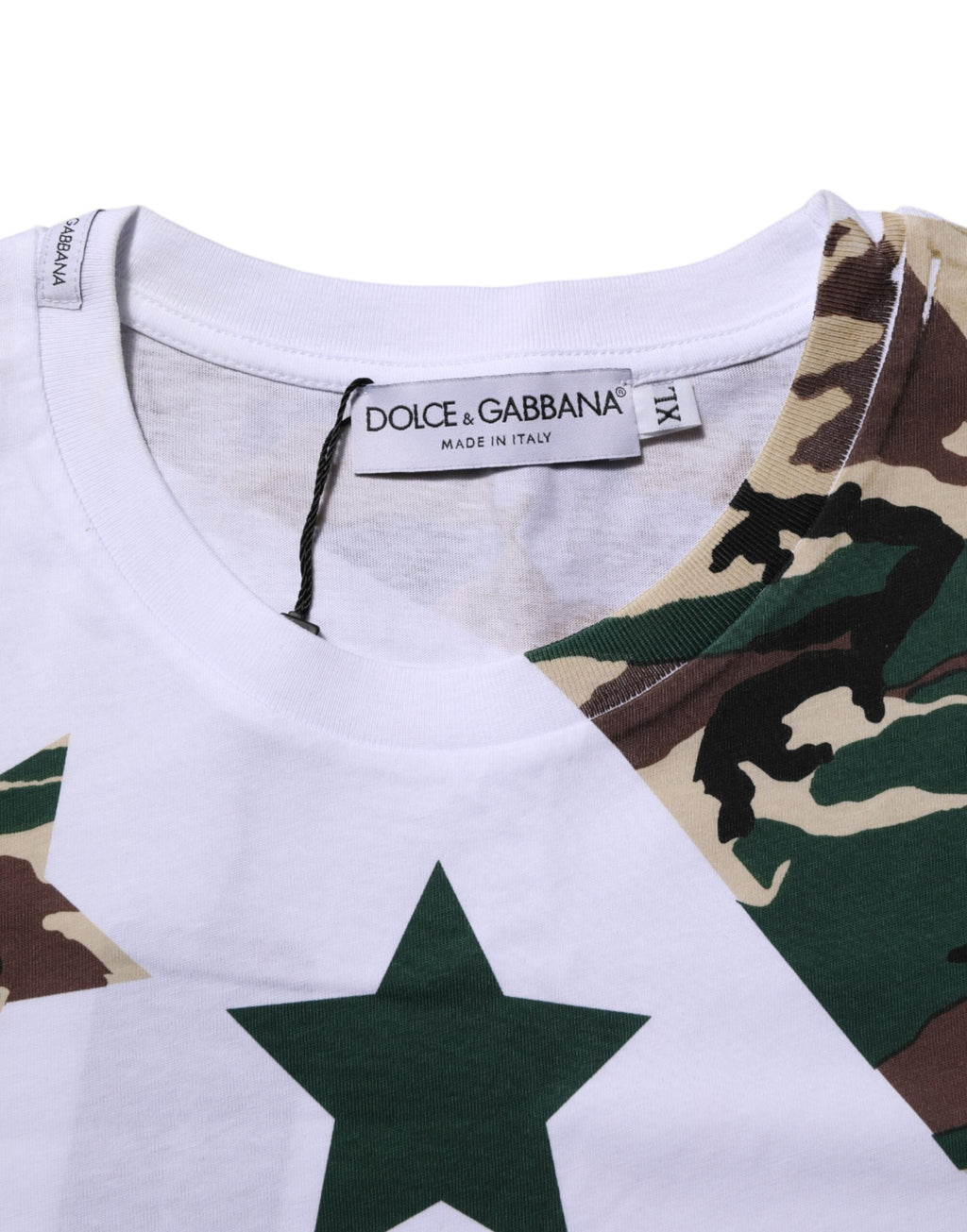 Vit kamouflagefärgad bomulls-t-shirt för män med rund hals