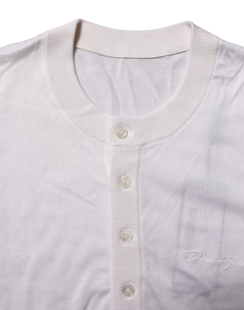 Vit siden kortärmad herr Henley T-shirt