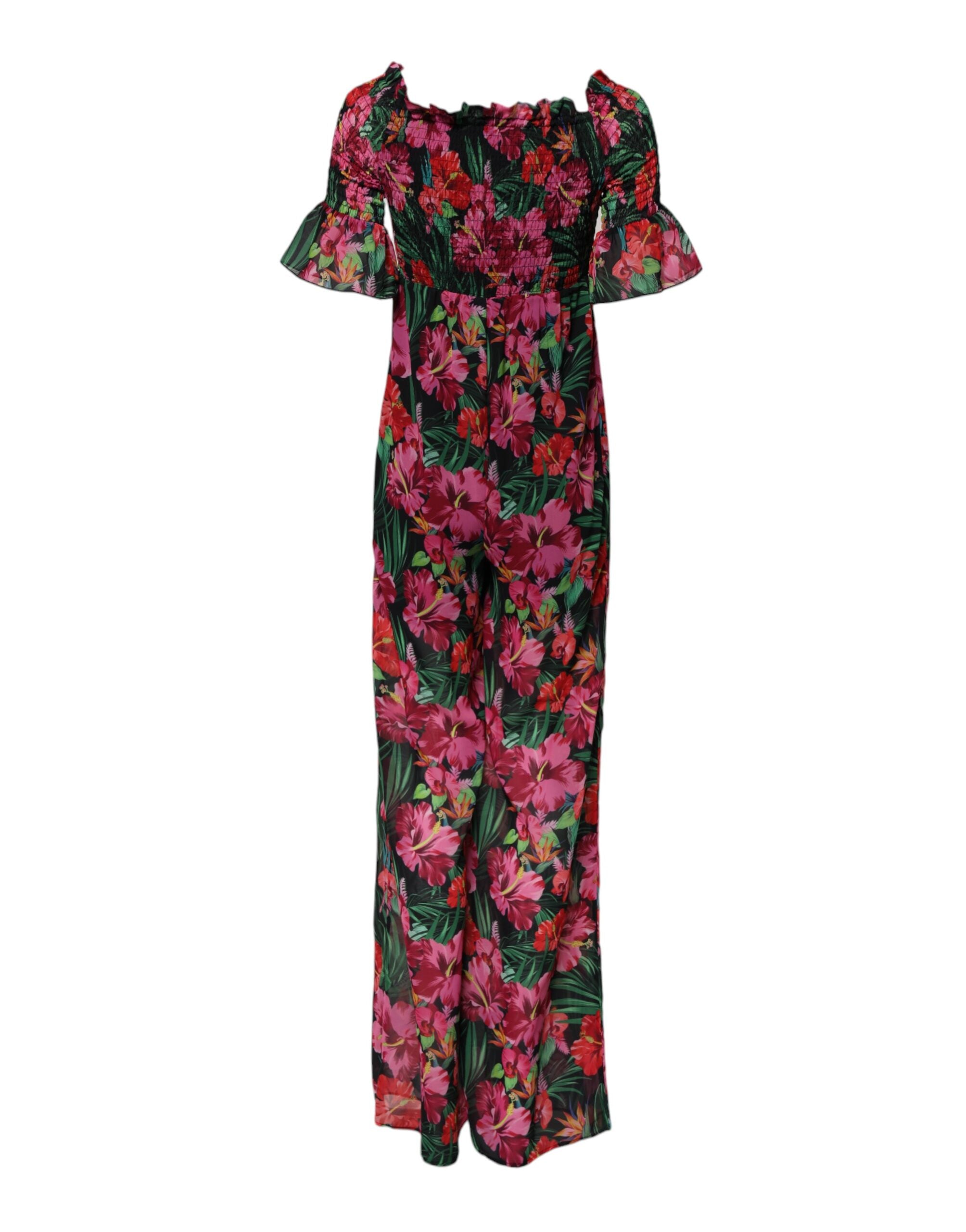 Flerfärgad blommig jumpsuitklänning