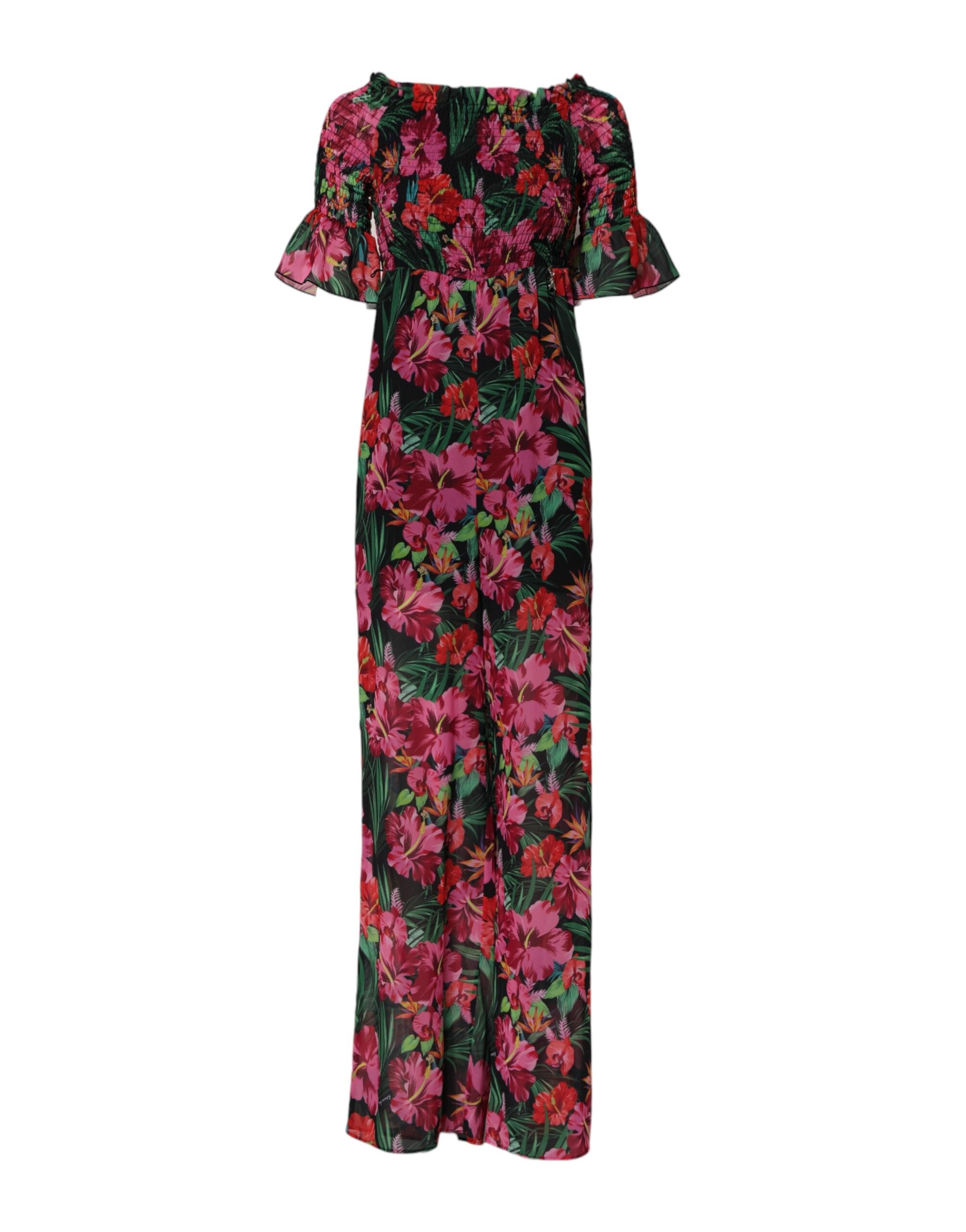 Flerfärgad blommig jumpsuitklänning
