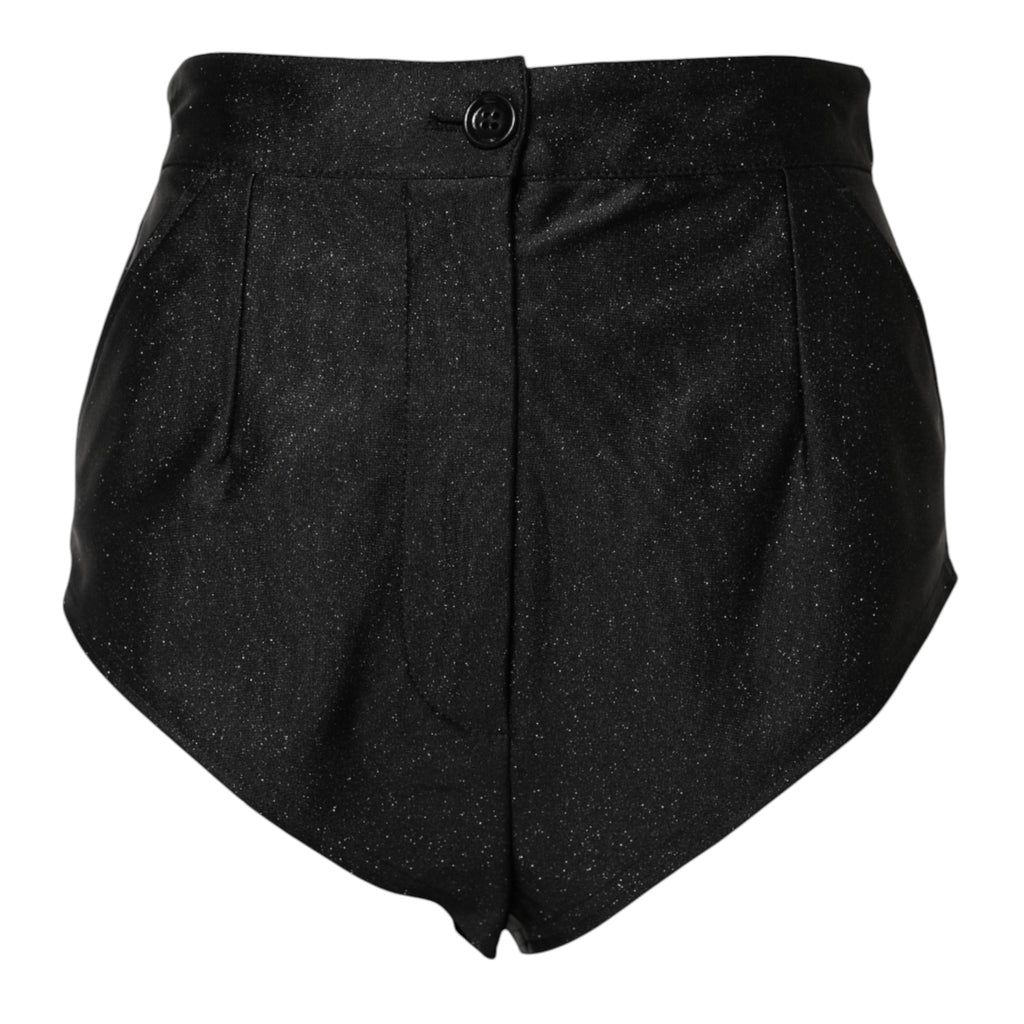 Svarte viskose hotpants-shorts med høy midje