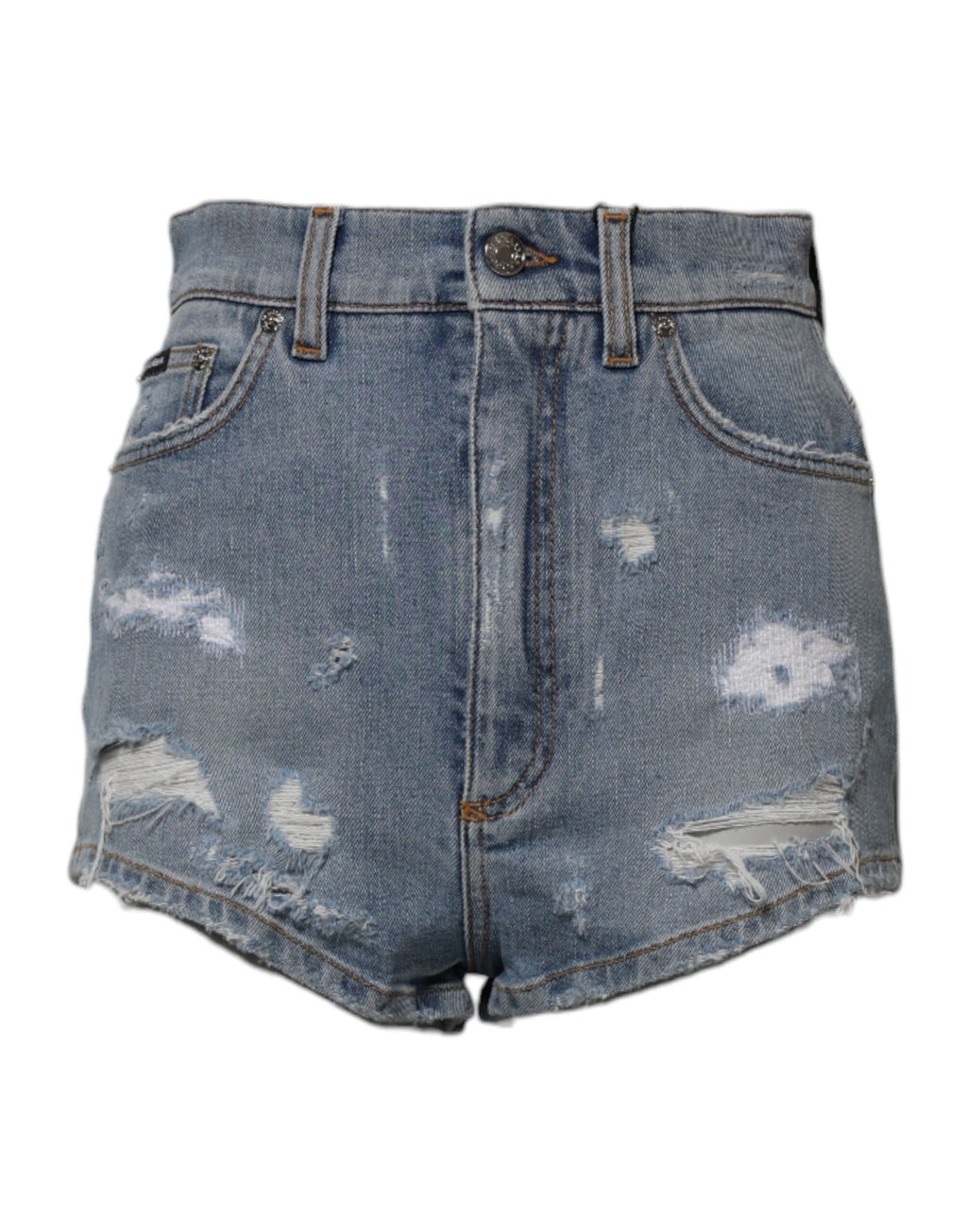 Blå fillete denimbomull hotpants-shorts
