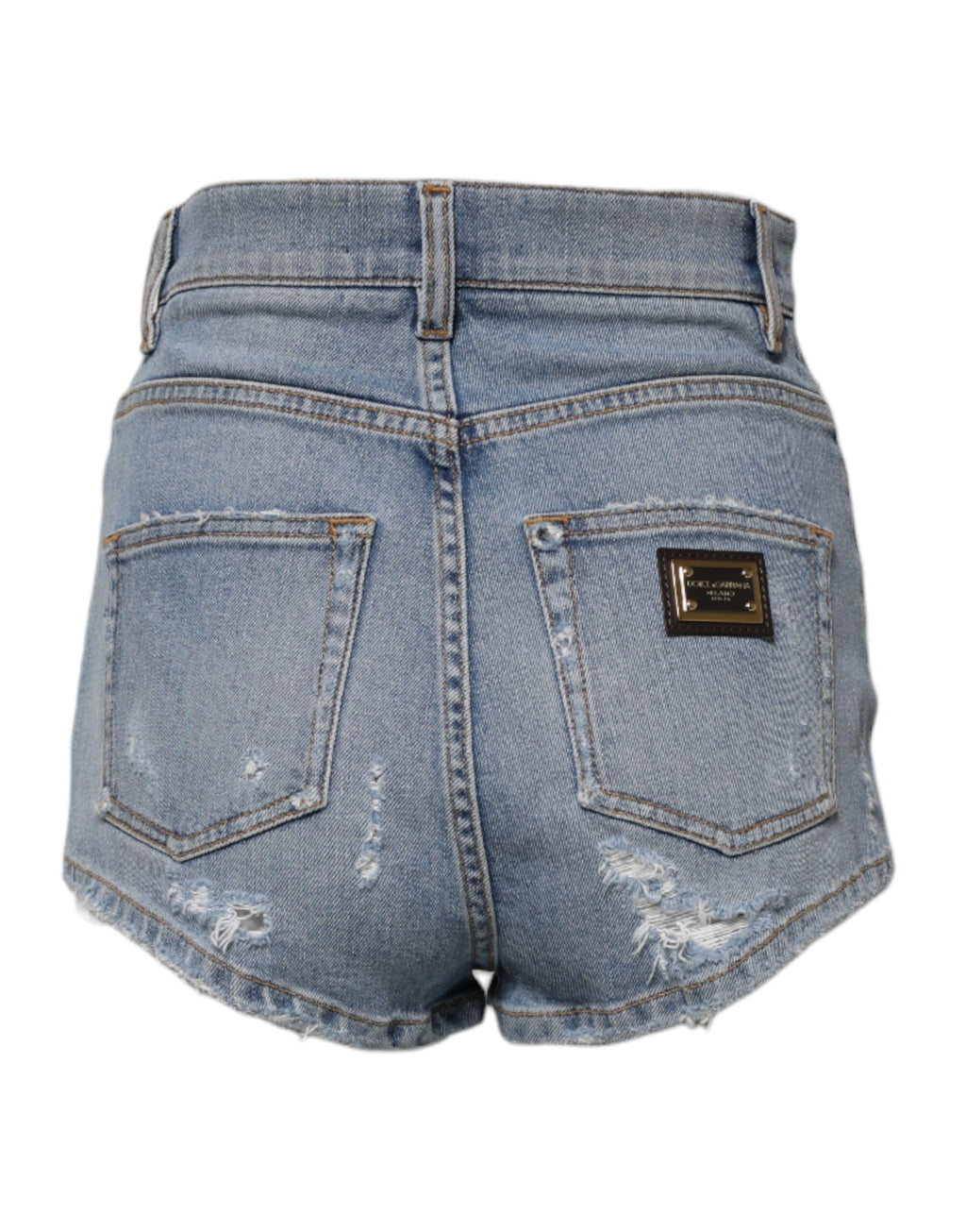 Blå fillete denimbomull hotpants-shorts
