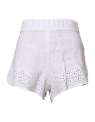 Dolce & Gabbana White Linen High Waisted Hot Pants Shorts