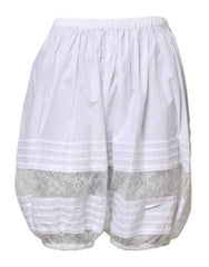 Dolce & Gabbana White Lace Paneled Cotton High Waisted Shorts