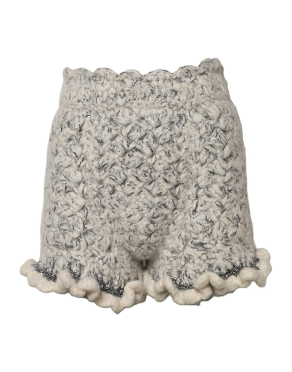 Metalliske Bouclé Strikkede Kasjmir Ruffled Shorts