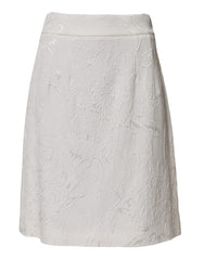 Dolce & Gabbana White Floral Brocade A-line High Waist Skirt