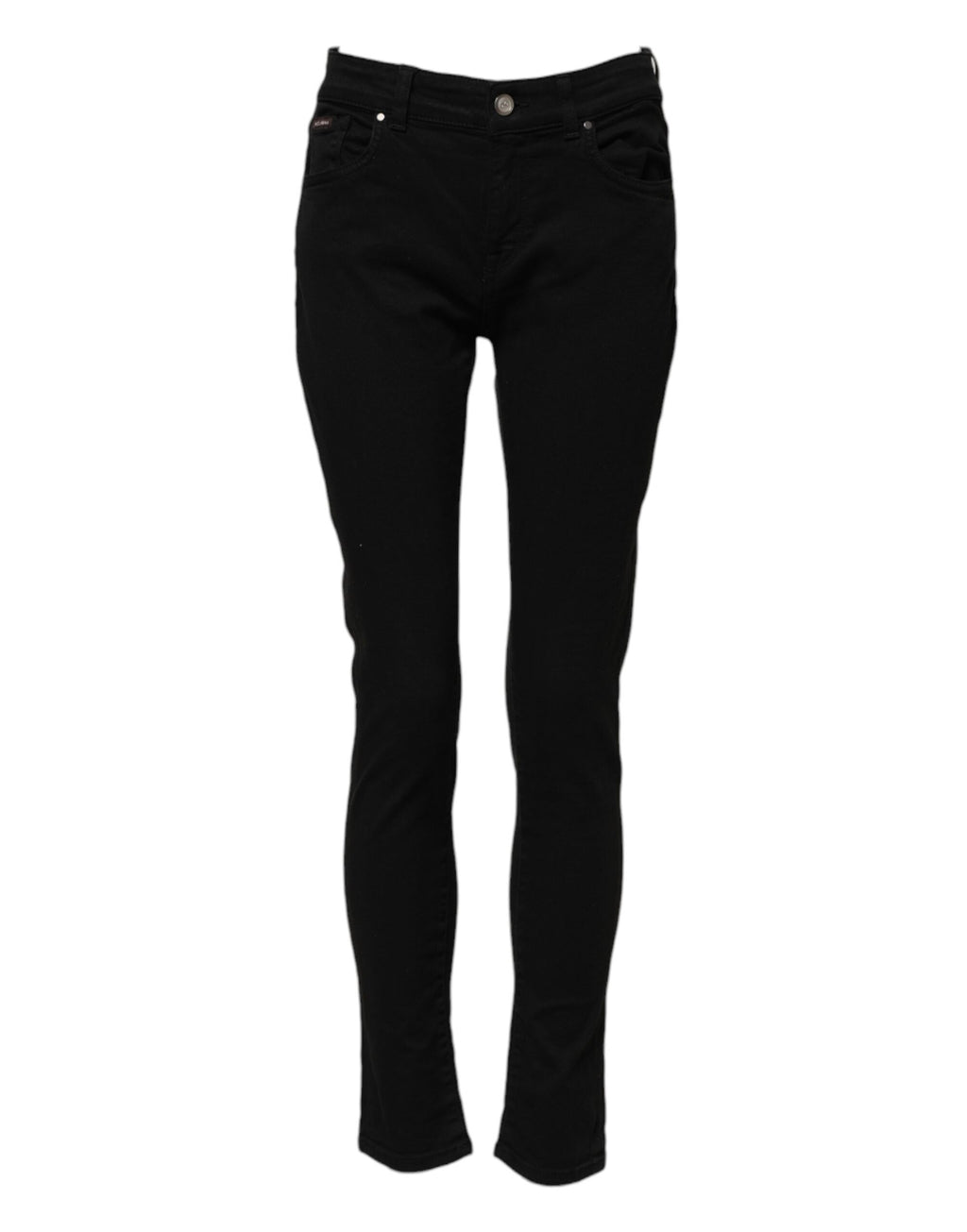 Svarta skinny jeans med mellanhög midja i bomull med logotyp
