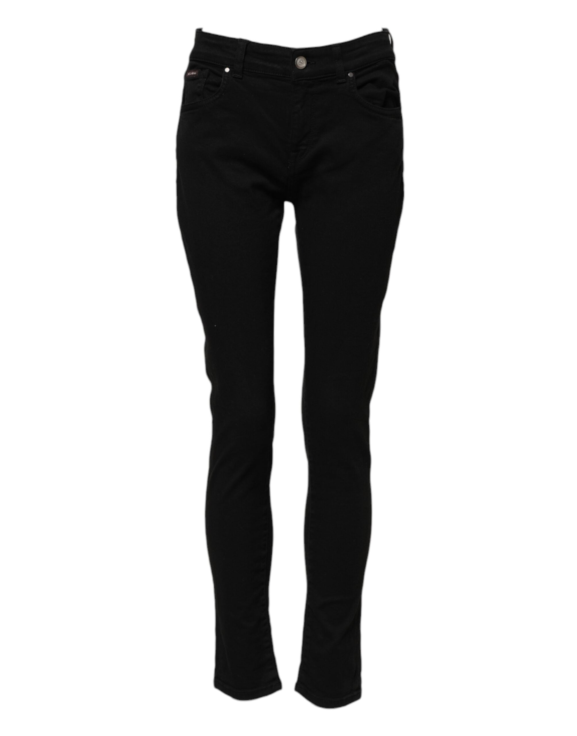 Svarta skinny jeans med mellanhög midja i bomull med logotyp