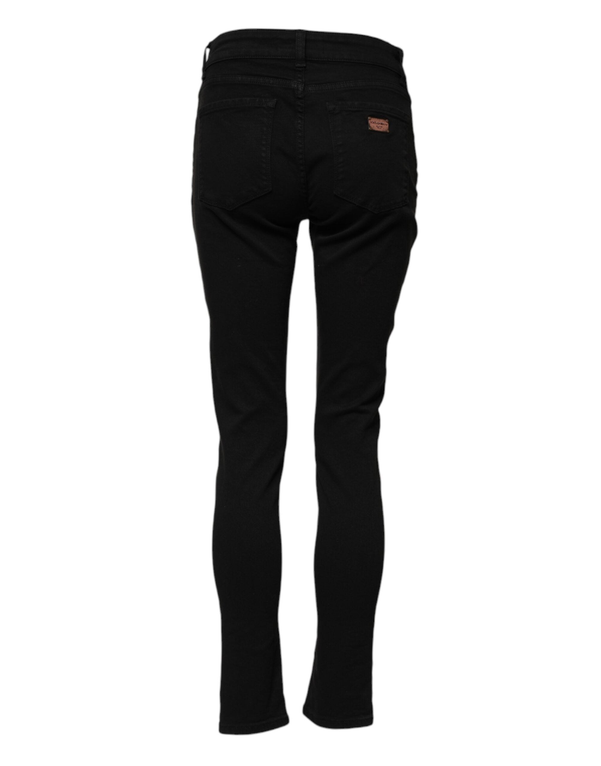 Svarta skinny jeans med mellanhög midja i bomull med logotyp