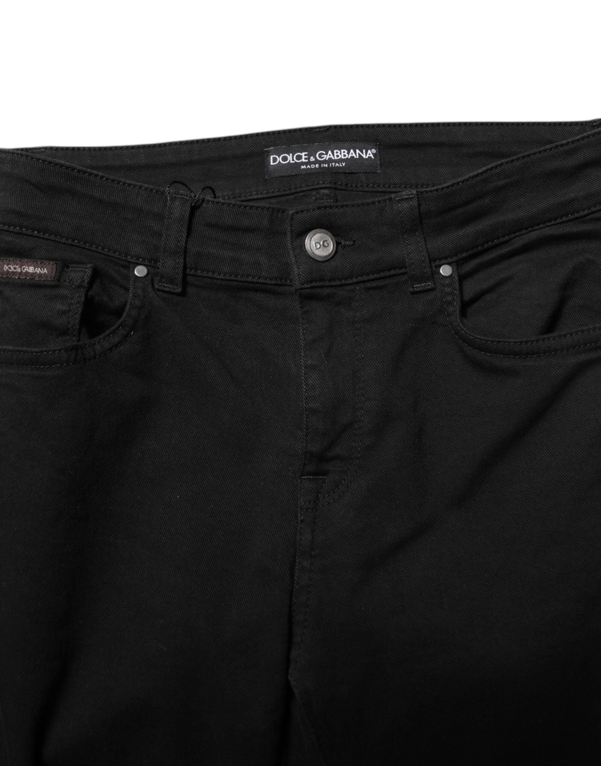 Svarta skinny jeans med mellanhög midja i bomull med logotyp