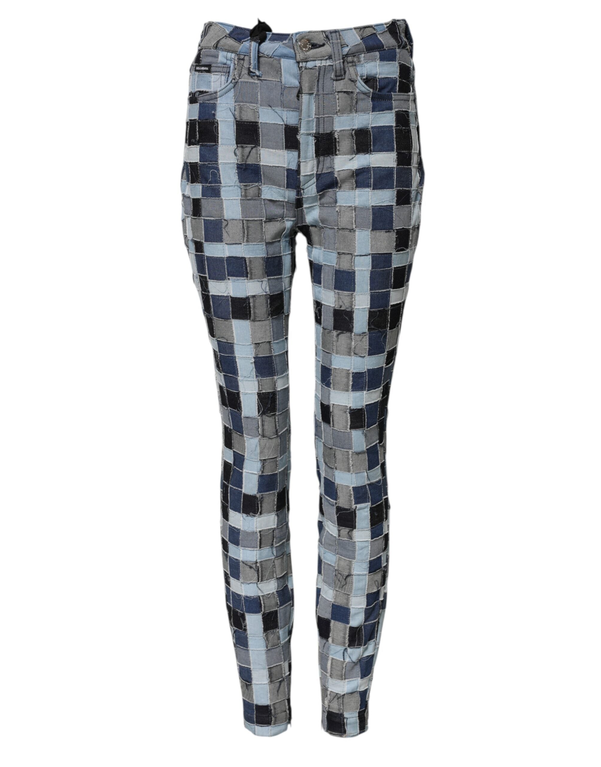 Flerfärgade lappmönster skinny denimjeans