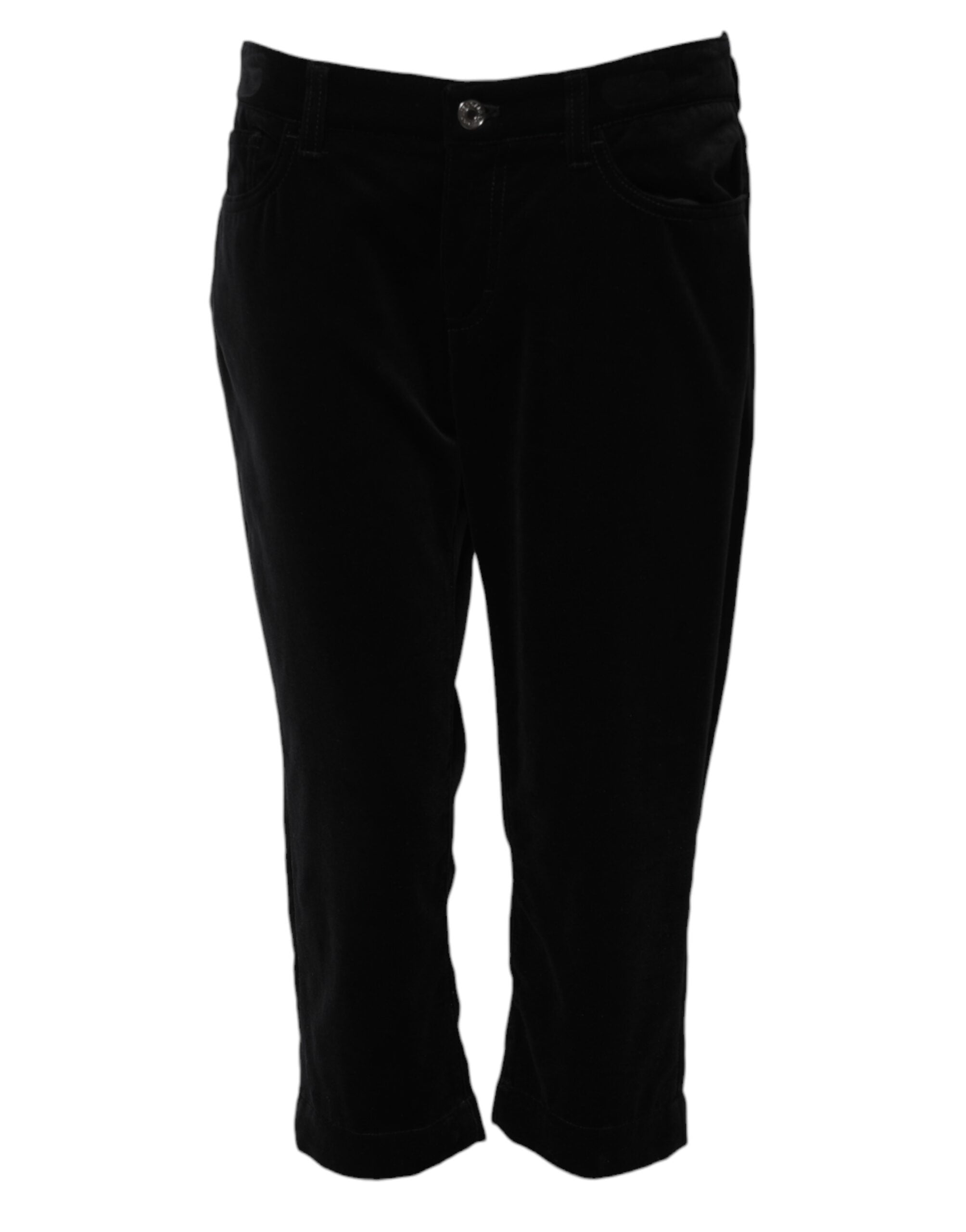 Svarta bomulls skinny capri cropped denimjeans