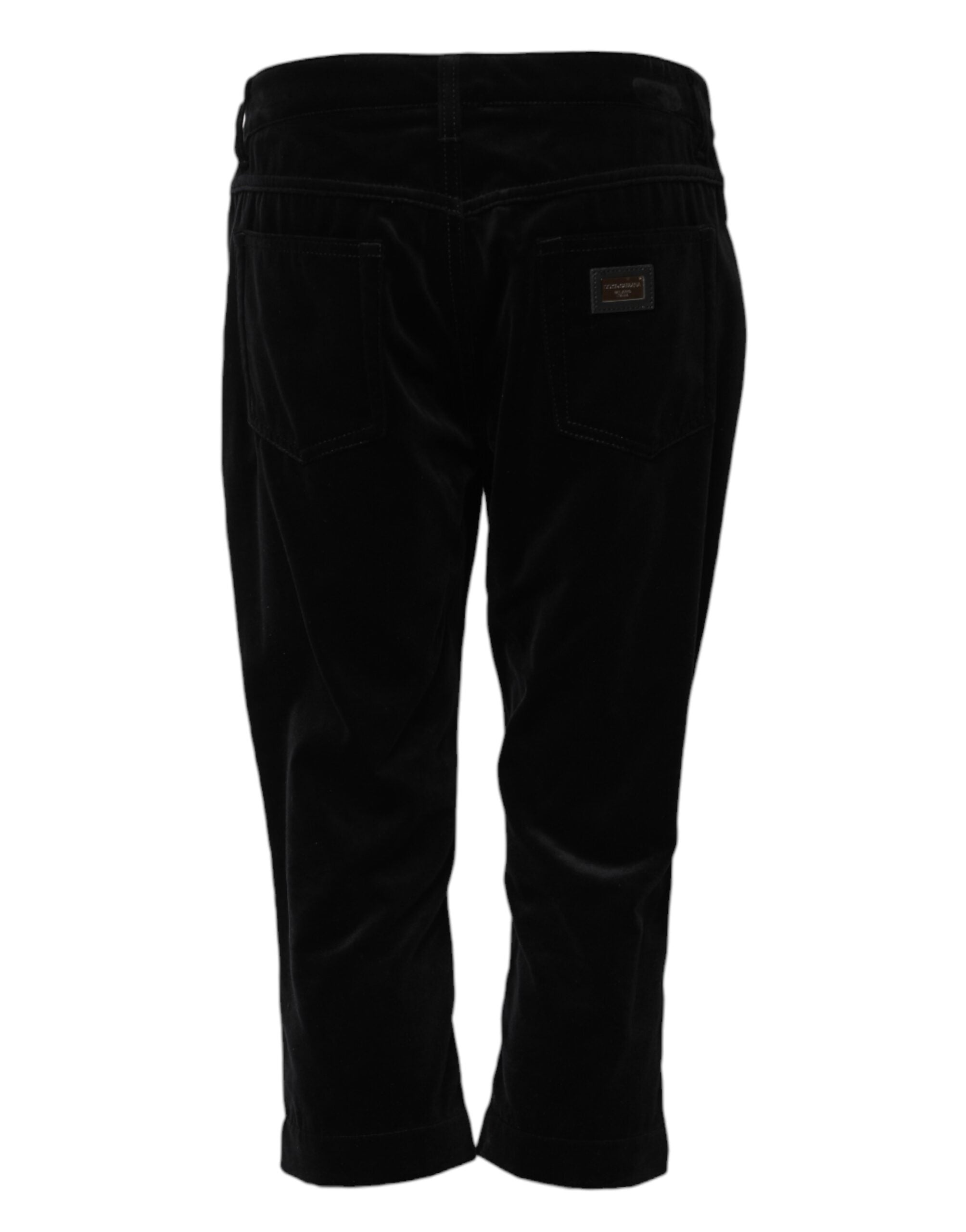 Svarta bomulls skinny capri cropped denimjeans