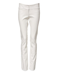 Dolce & Gabbana White Polyurethane High Waist Tapered Pants
