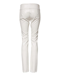 Dolce & Gabbana White Polyurethane High Waist Tapered Pants