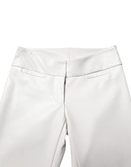 Dolce & Gabbana White Polyurethane High Waist Tapered Pants