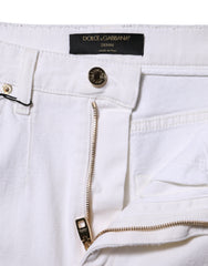 Dolce & Gabbana White Cotton High Waist Straight Denim Jeans