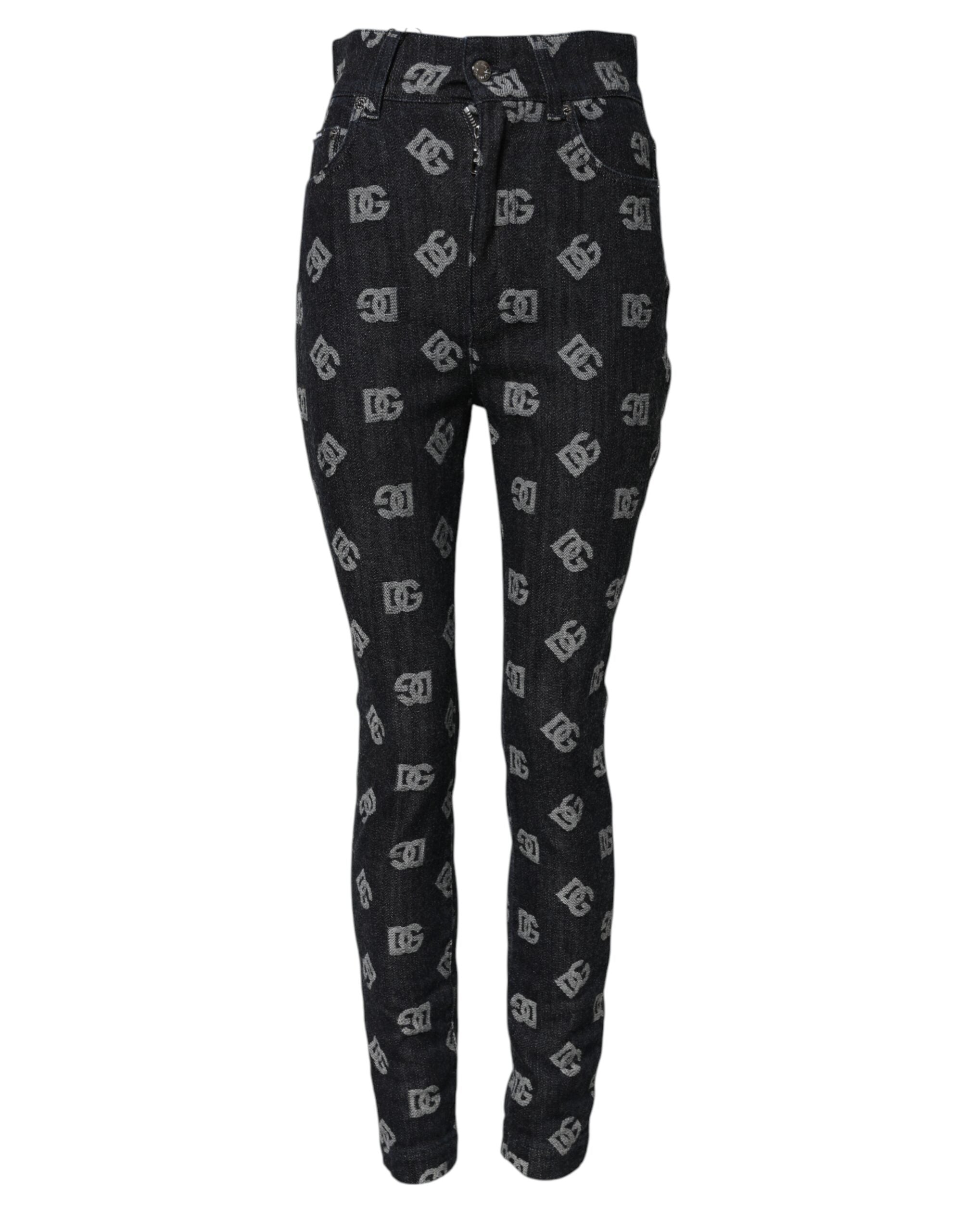 Svarta skinny jeans med hög midja och DG-logotyp