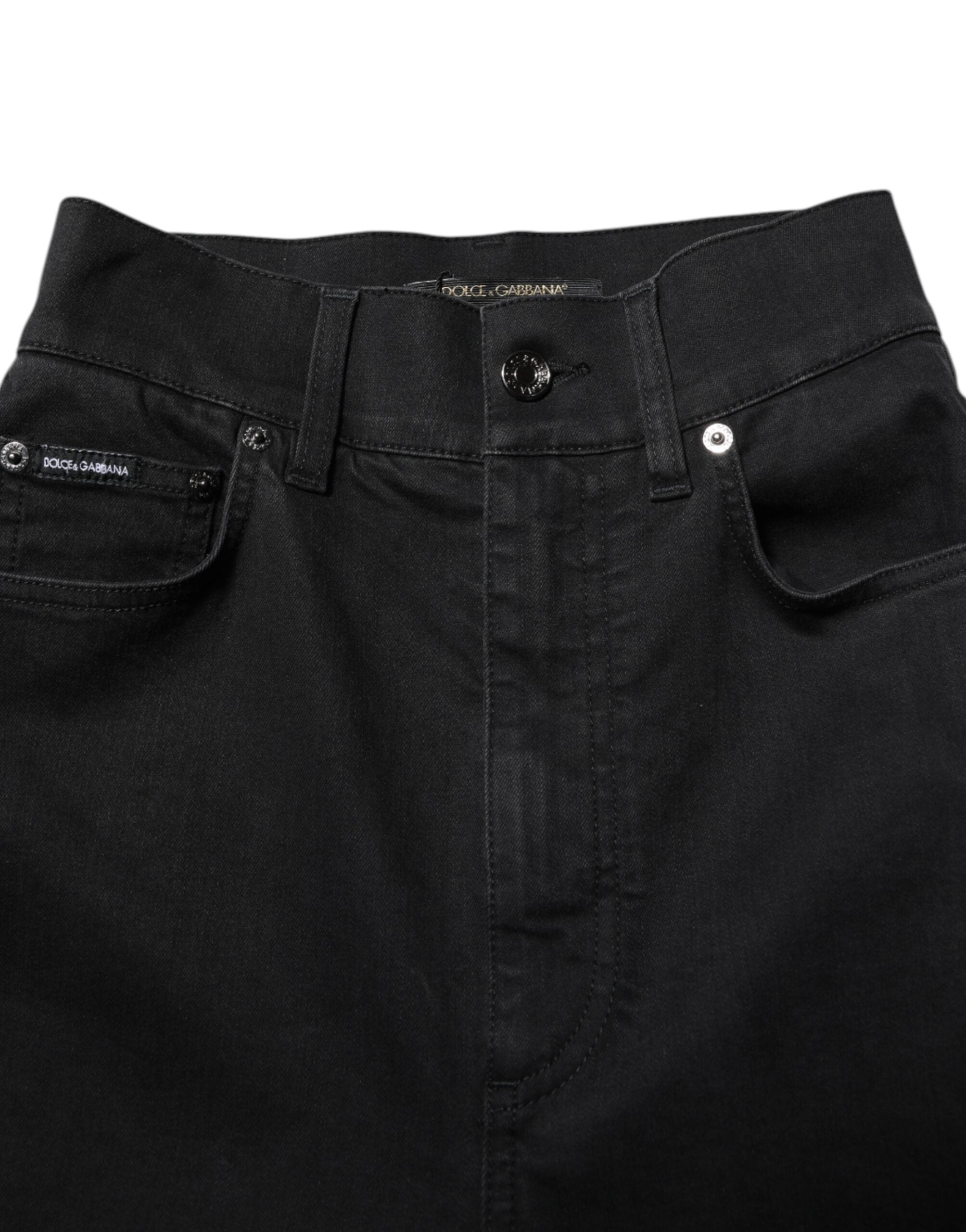 Svarta skinny jeans med hög midja i bomull 