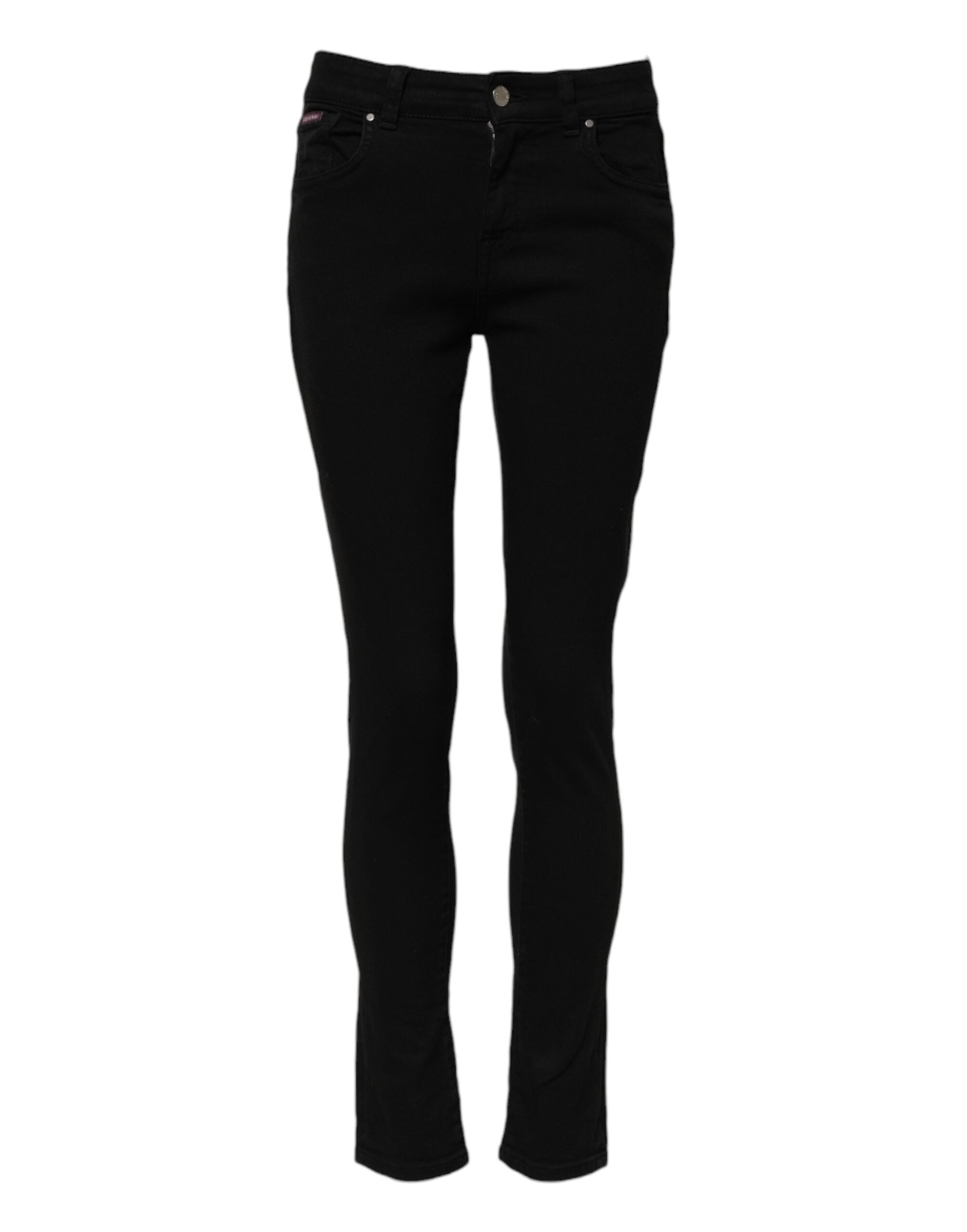 Svarta skinny jeans med medelhög midja i bomull