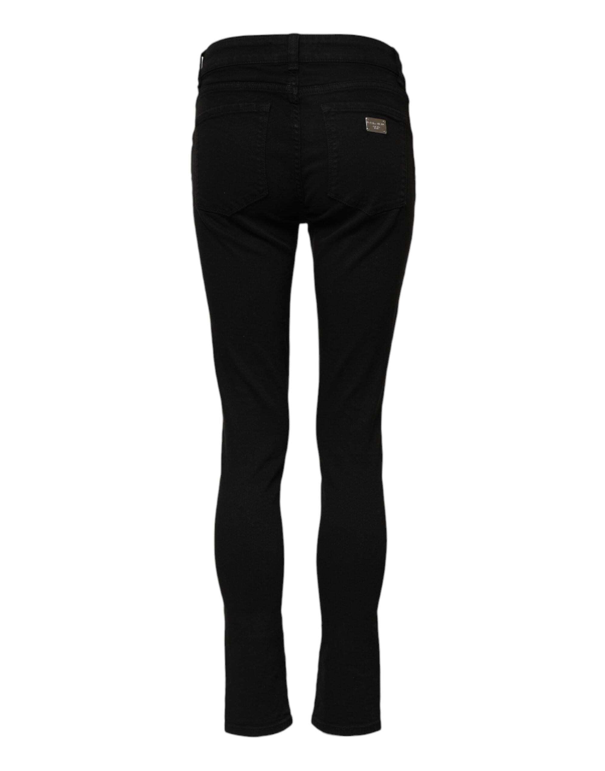 Svarta skinny jeans med medelhög midja i bomull