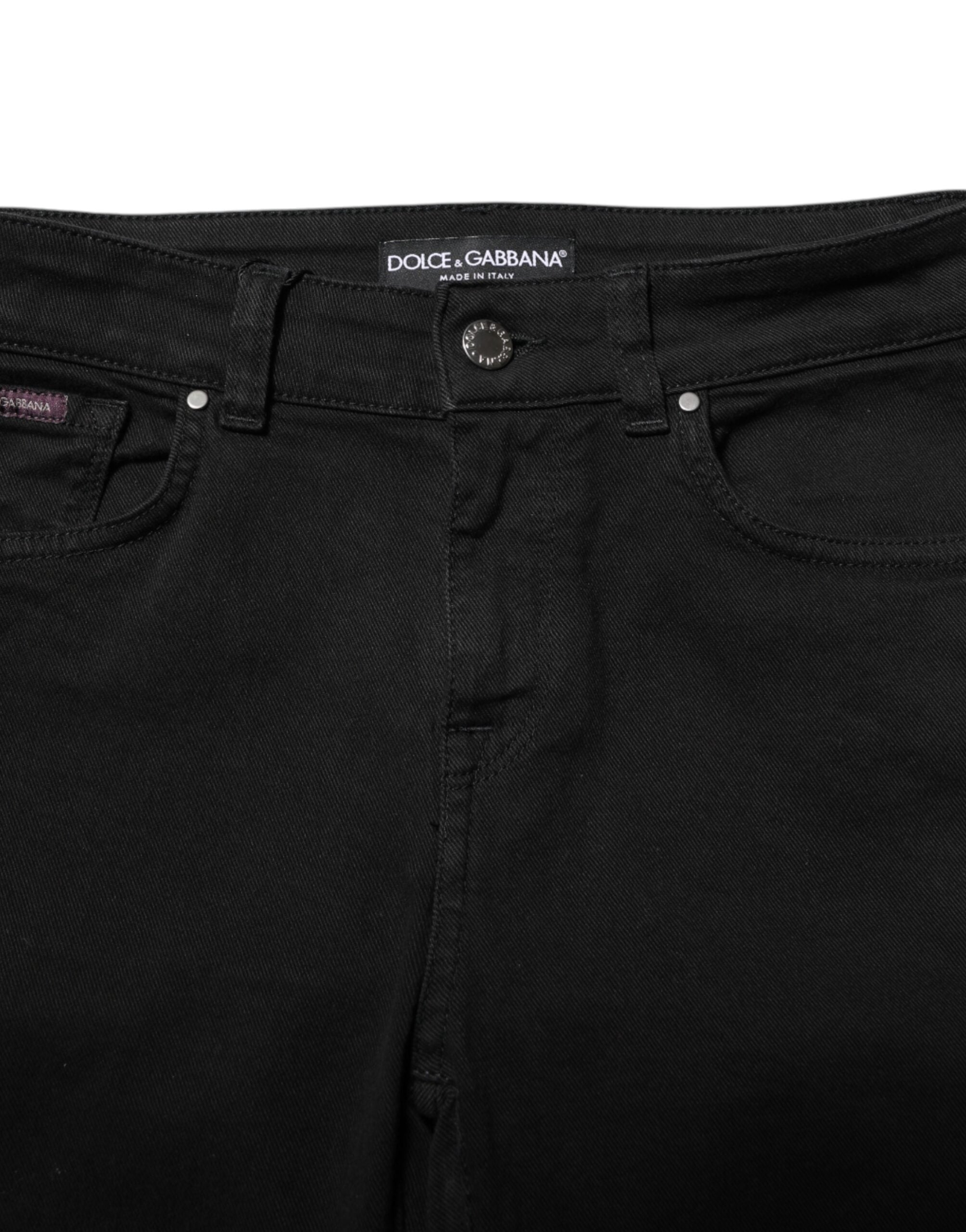 Svarta skinny jeans med medelhög midja i bomull