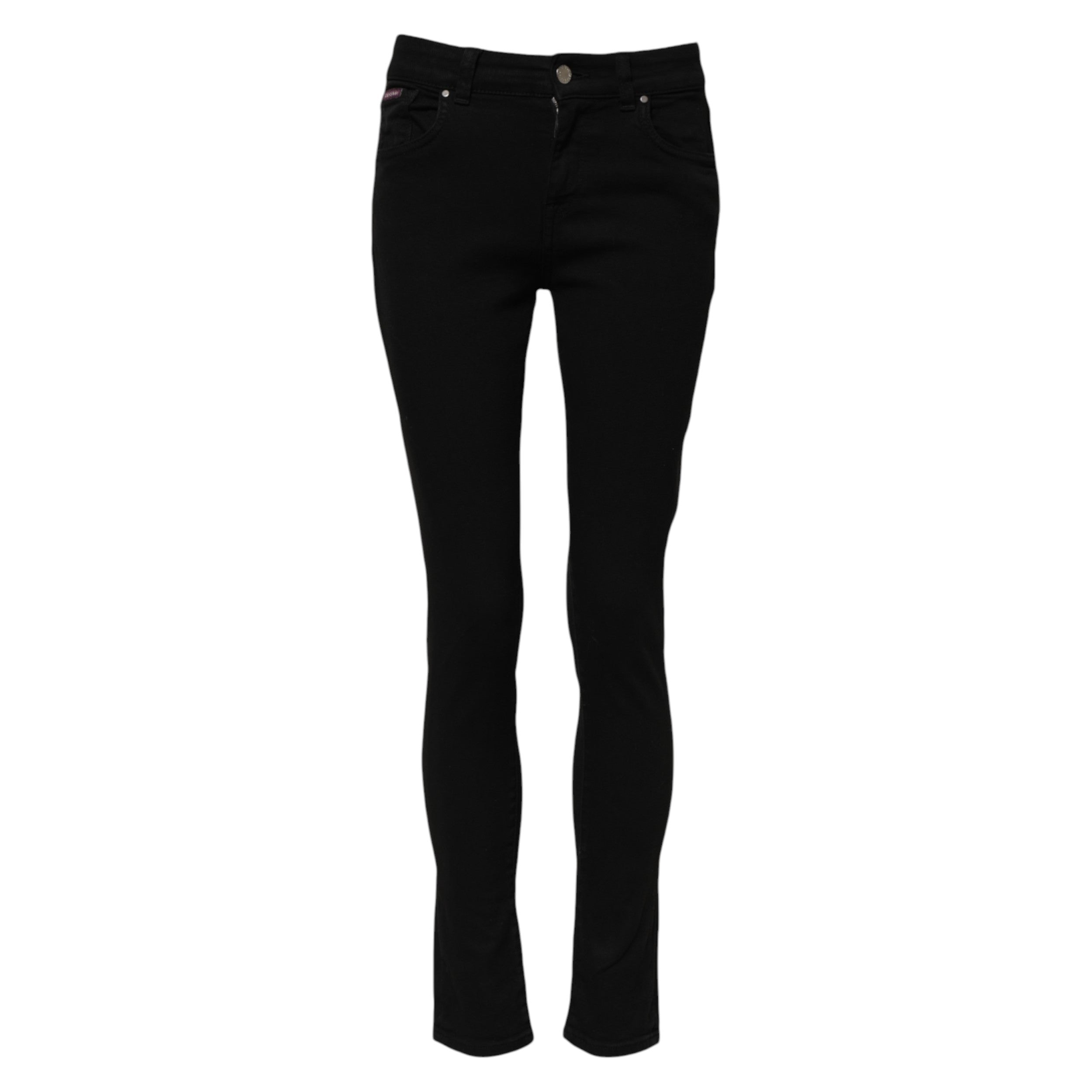 Svarta skinny jeans med medelhög midja i bomull