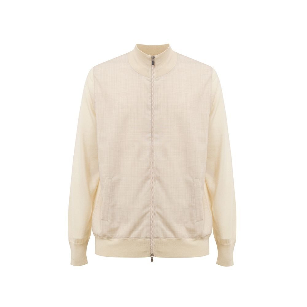 Beige ull-T-skjorte