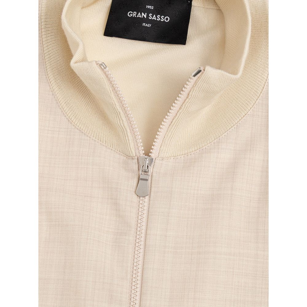 Beige ull-T-skjorte