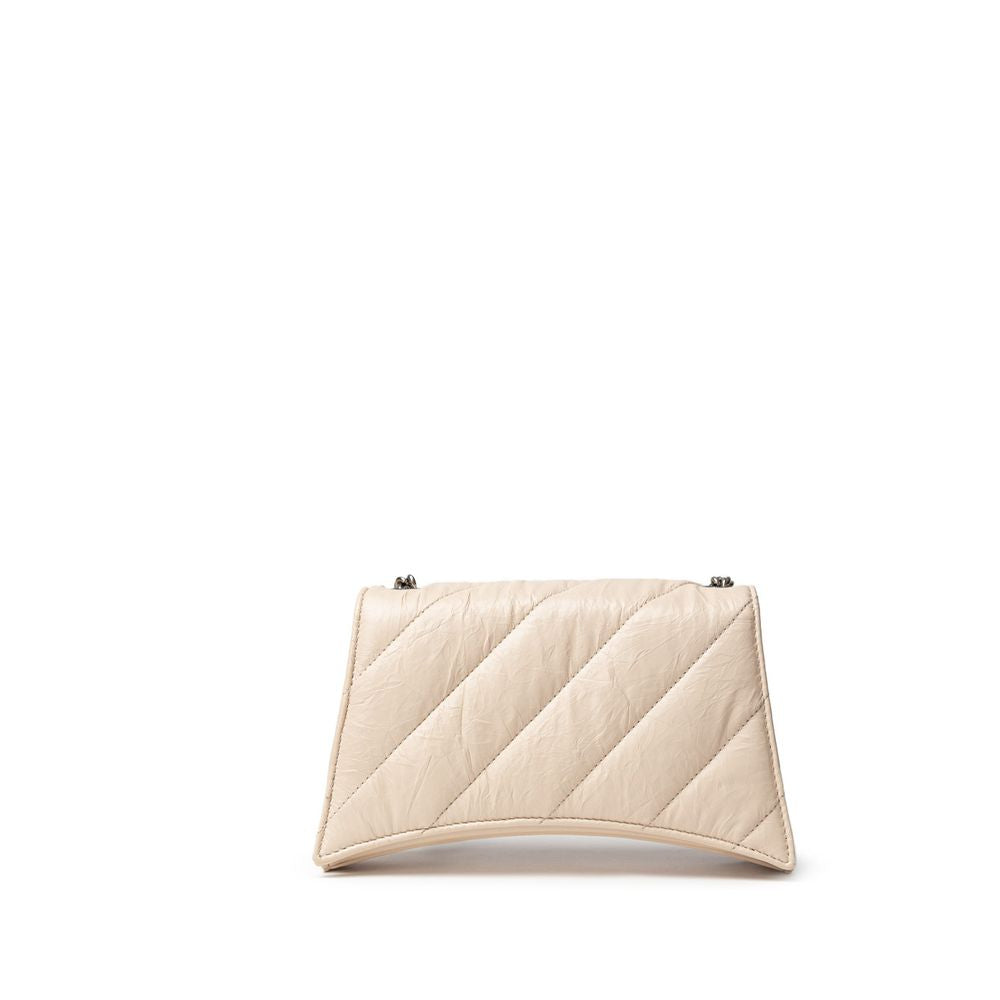 Beige läderaxelväska